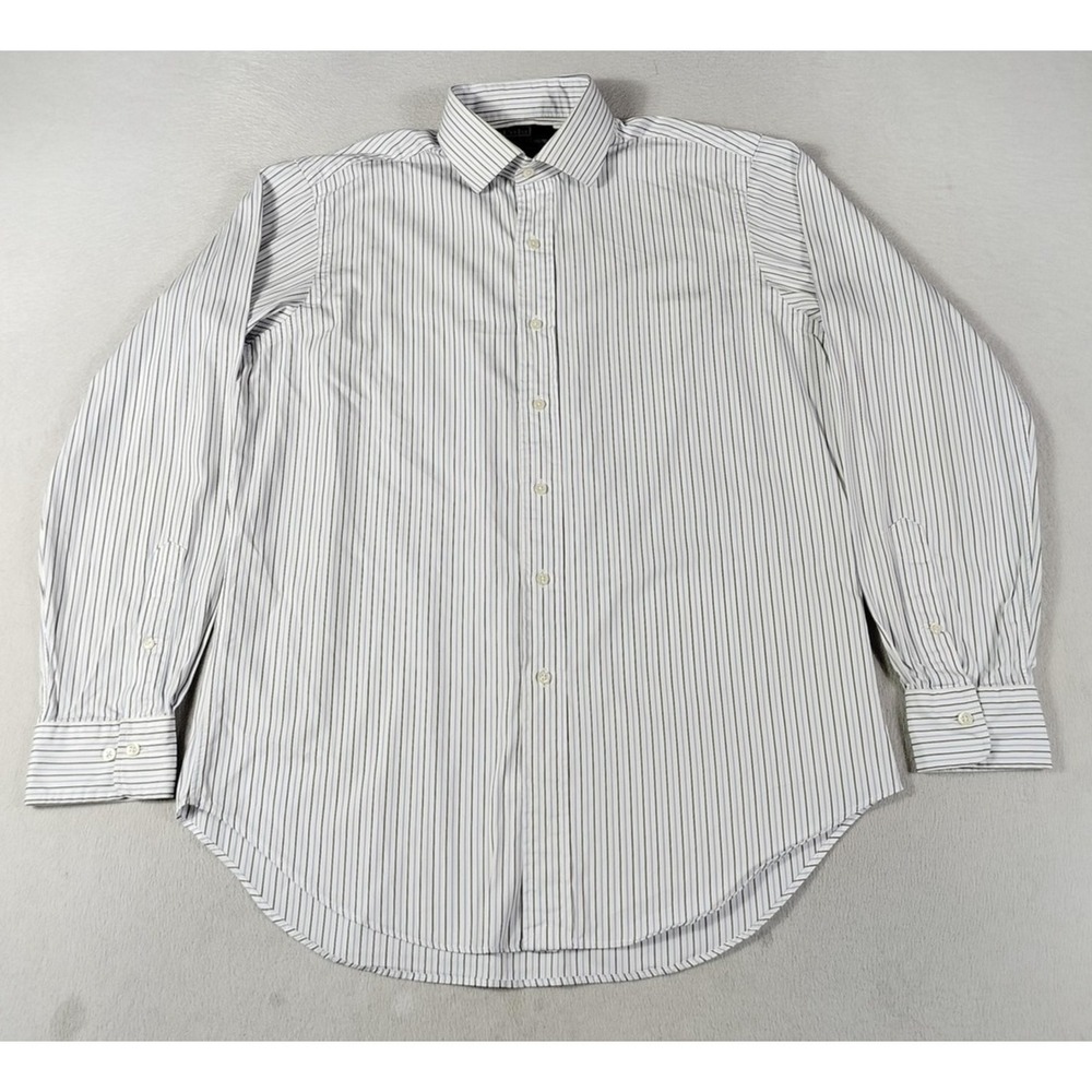 Vintage Polo By Ralph Lauren Dress Shirt Mens 16‎ 32/33 White Striped Regent
